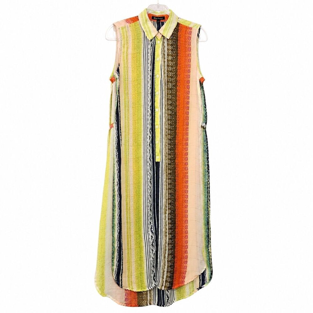 Mechant Colorful Sleeveless Striped Shirt Dress. NWOT.